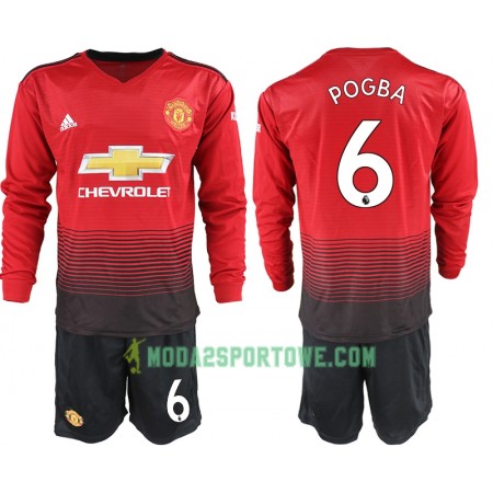 Koszulka Manchester United POGBA 6 Dziecięcy Domowe Stroje Piłkarskie 2018/19 Długi Rękaw